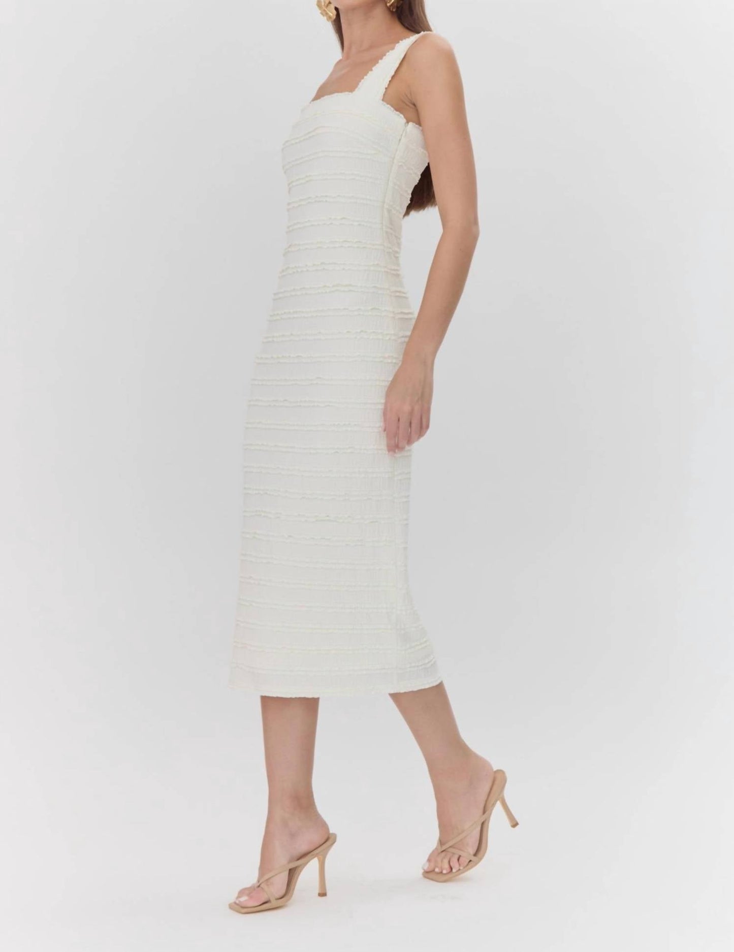 Adelyn Rae - LARA TEXTURED LACE TRIM MIDI DRESS