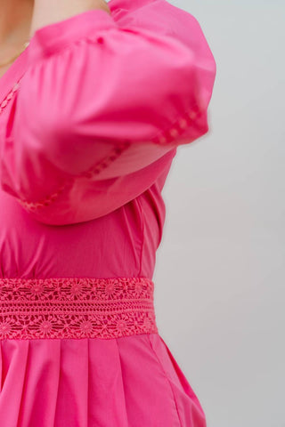 Jade - Lace Trim Cinch Waist Dress