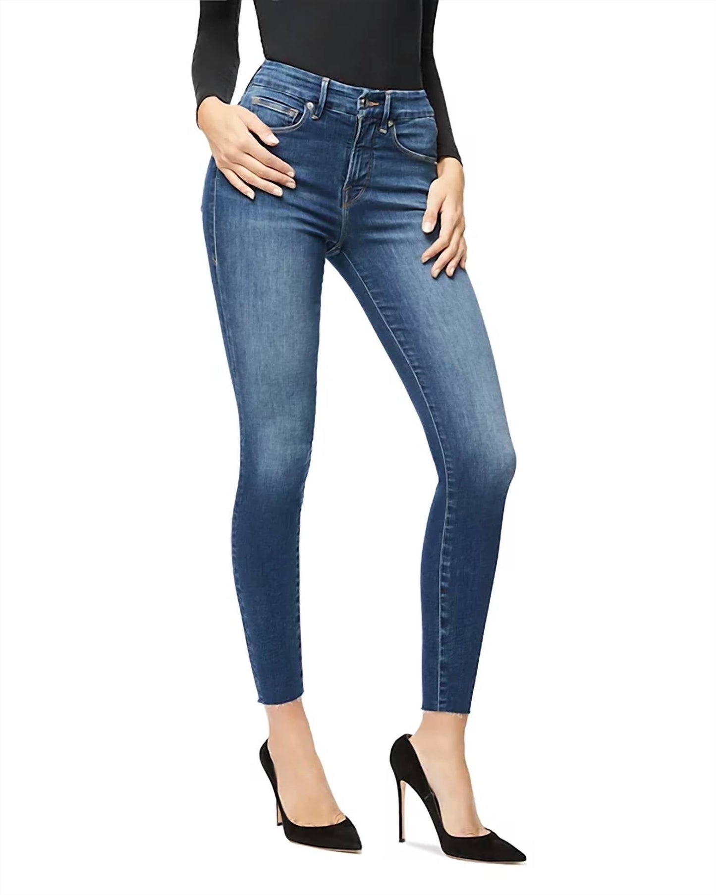 Good American - HIGH WAIST CROP RAW EDGE JEAN