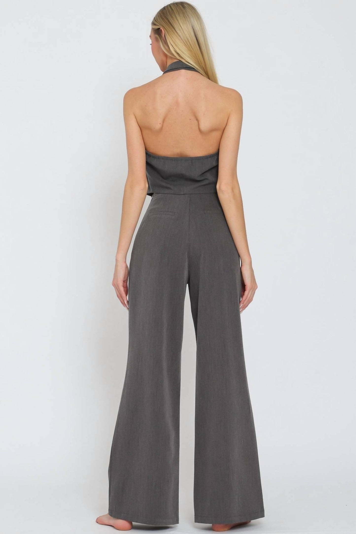 Aakaa - Halter Vest Top and High Waisted Long Pants Set