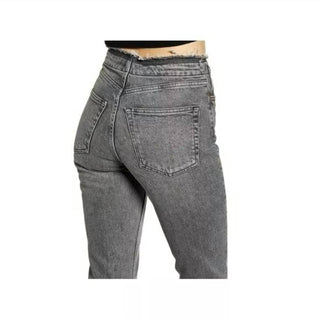 Topshop - High Rise Raw Hem Cropped Straight Leg Jeans