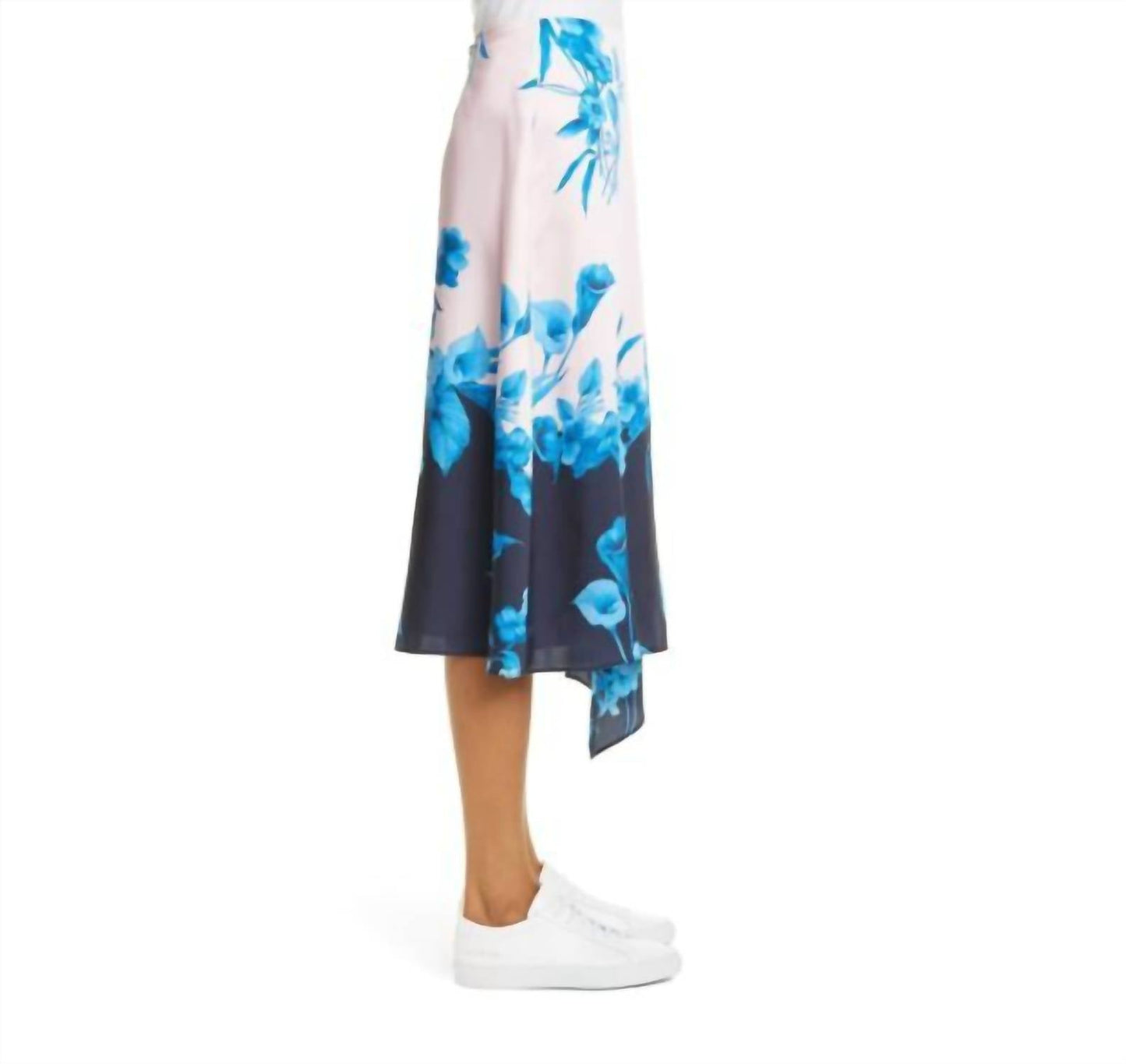 Ted Baker - Floral Asymmetrical Satin Midi Skirt