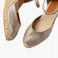 Penelope Chilvers - Women's High Mary Jane Metallic Leather Espadrilles