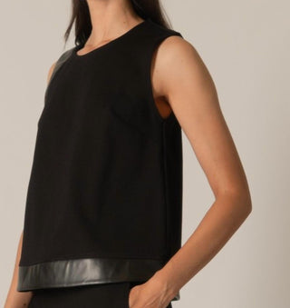 P.Cill - Faux Leather Contrast Top