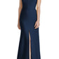 Dessy Collection Notched Off-the-Shoulder Crepe Gown - Midnight