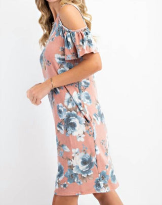143 Story - Floral Cold Shoulder Fly Away Sleeve