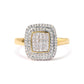 10K Yellow Gold 1/2 cttw Round and Princess Diamond Composite Head and Halo Ring (H-I Color, SI1-SI2 Clarity) - Ring Size 7