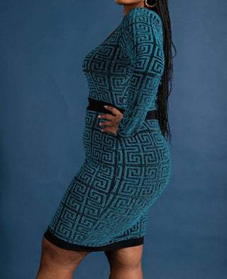 The Curve La - Plus Size Monogram-pattern Zip-up Dress