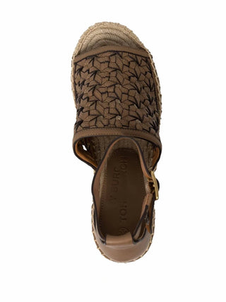 Tory Burch - BASKETWEAVE CALFSKIN WEDGE ESPADRILLE SANDAL