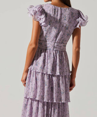 Astr - Emporia Floral Pleated Tiered Midi Dress