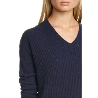Nordstrom - Signature V Neck Tweed Cashmere Sweater
