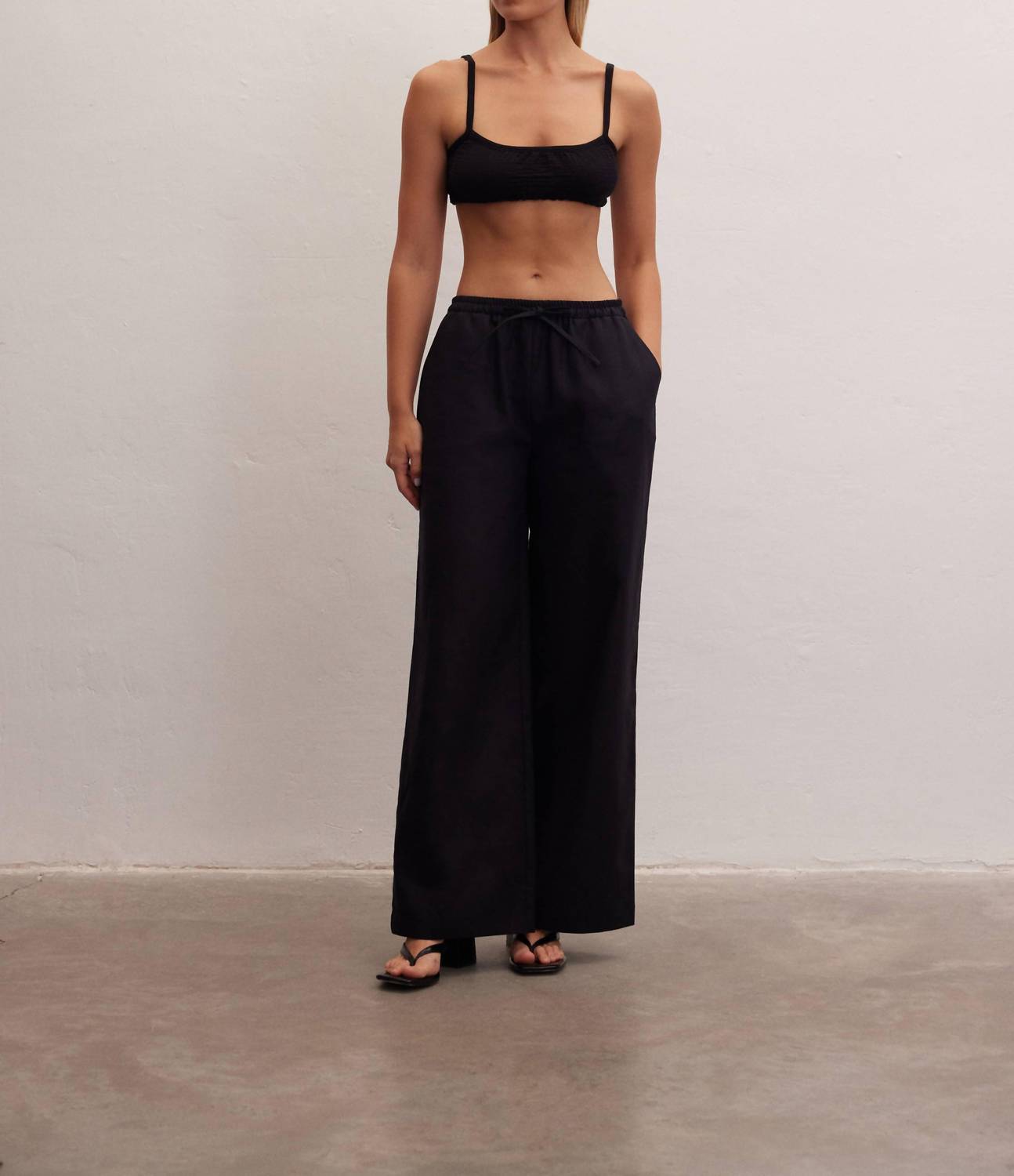 Le Cle - Ivory Wide Leg Linen Pants