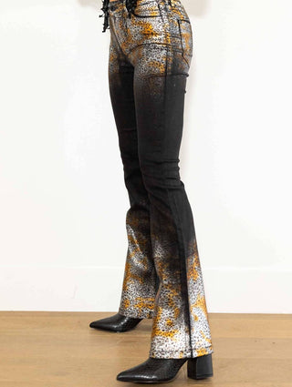 Vibrant M.I.U - Western Leopard Bootcut Jeans
