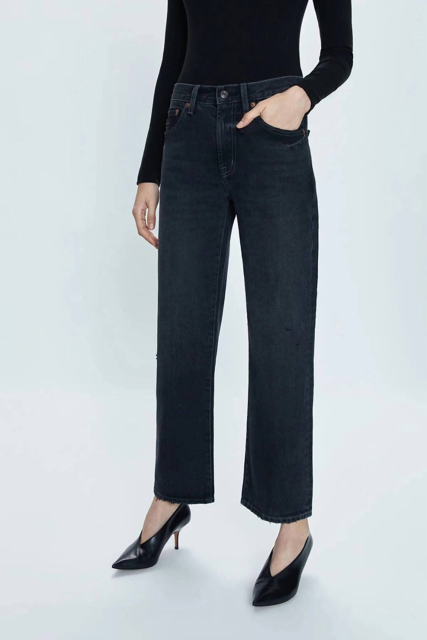 Pistola - Lexi Mid Rise Bowed Straight Jeans