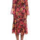 Donna Morgan - Floral Mock Neck Tiered Ruffle A-line Midi Dress