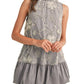 &Merci - Embellished Mixed Media Bubble Hem Mini Dress