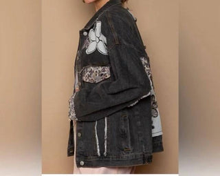 Pol - Oversized Denim Floral Jacket