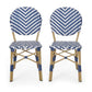 Outdoor Rattan and Aluminum French Armless Bistro Chairs Set - Navy Blue