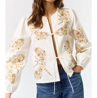 Lalavon - Mavis Embroidered Tie Top