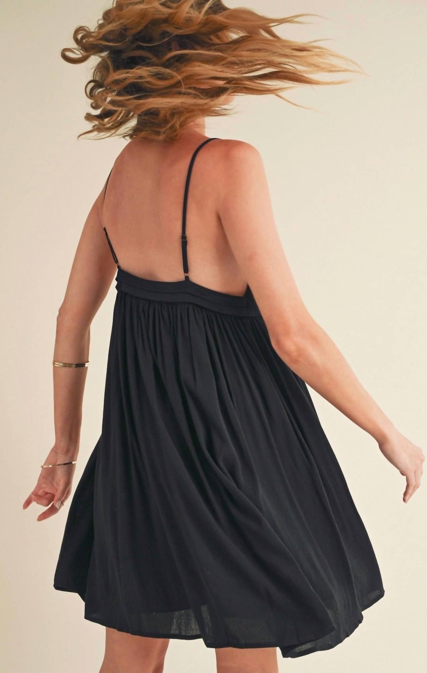 Aemi + Co - Ruched Plunge Mini Cami Dress