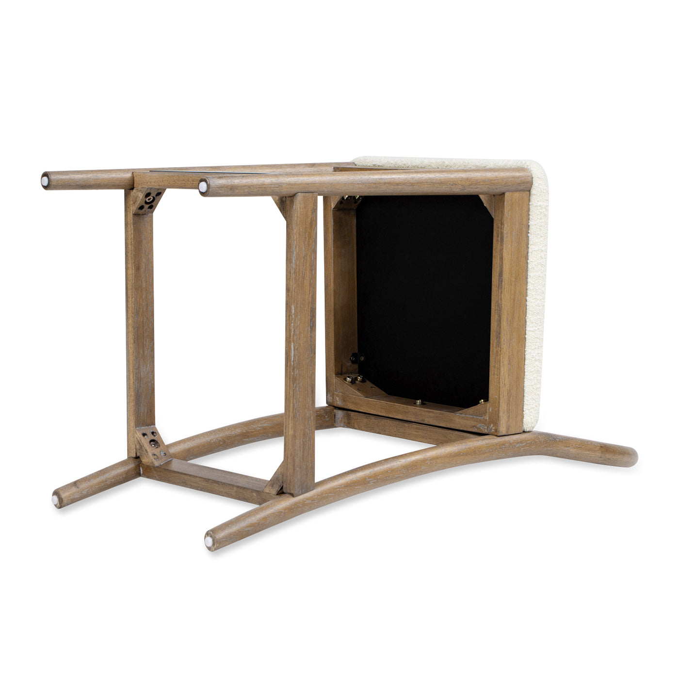 27" Upholstered Counter Stool Set of 2 with Arched Wood Back