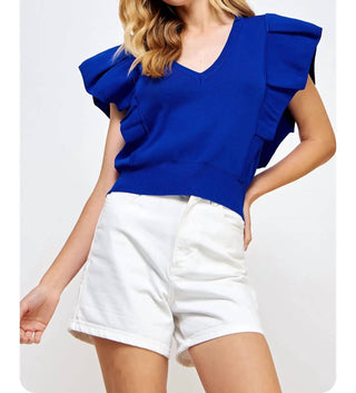 Strut & Bolt - Pleated Short Sleeve Knit Top