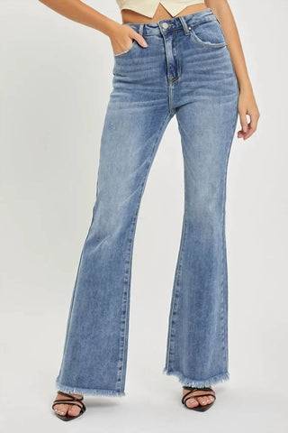 Risen - Frayed Hem Flare Jeans