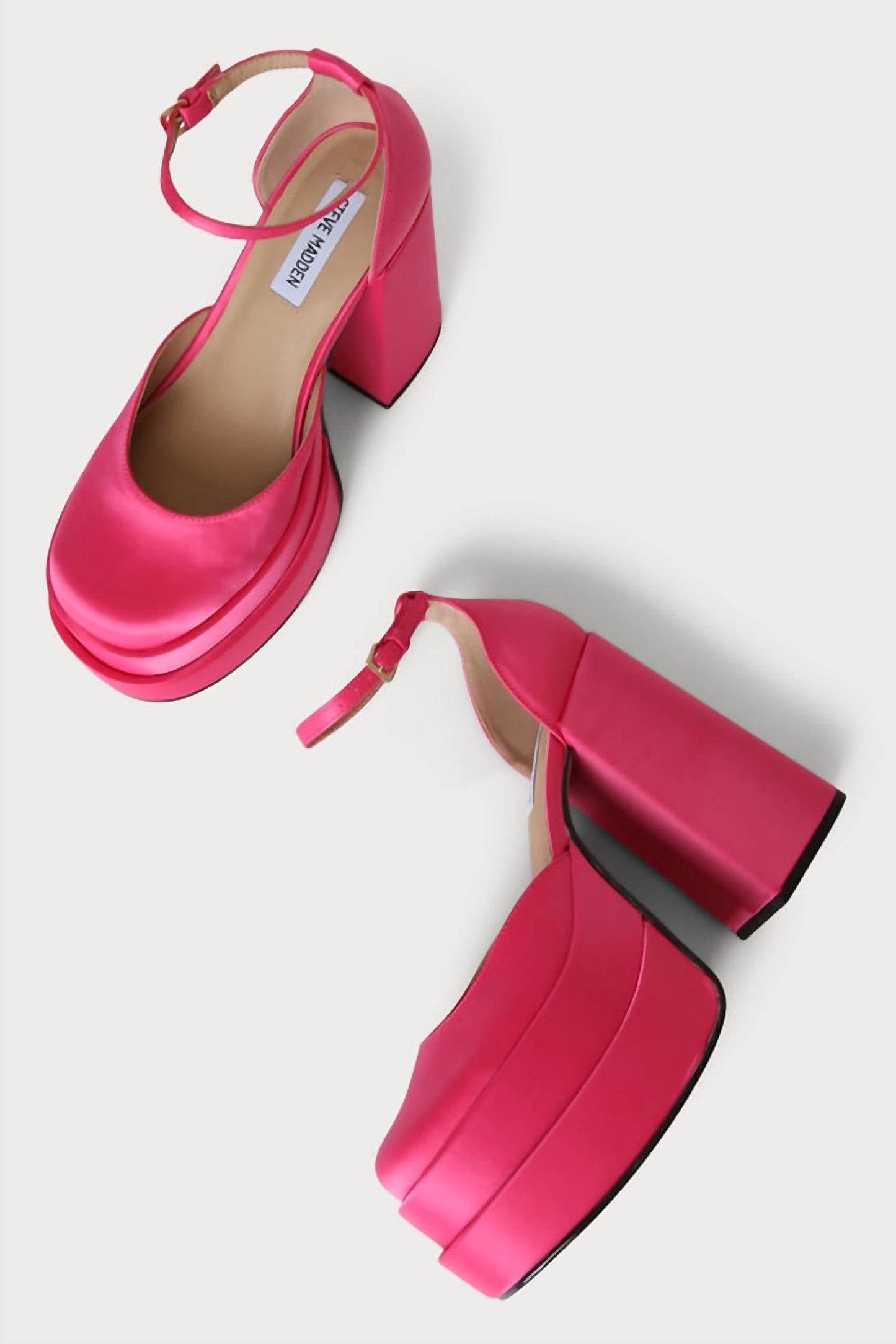 Steve Madden - Women's Charlize Pink Satin Platform Heel
