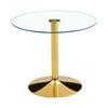 Modern Minimalist Round Dining Table With Glass Top