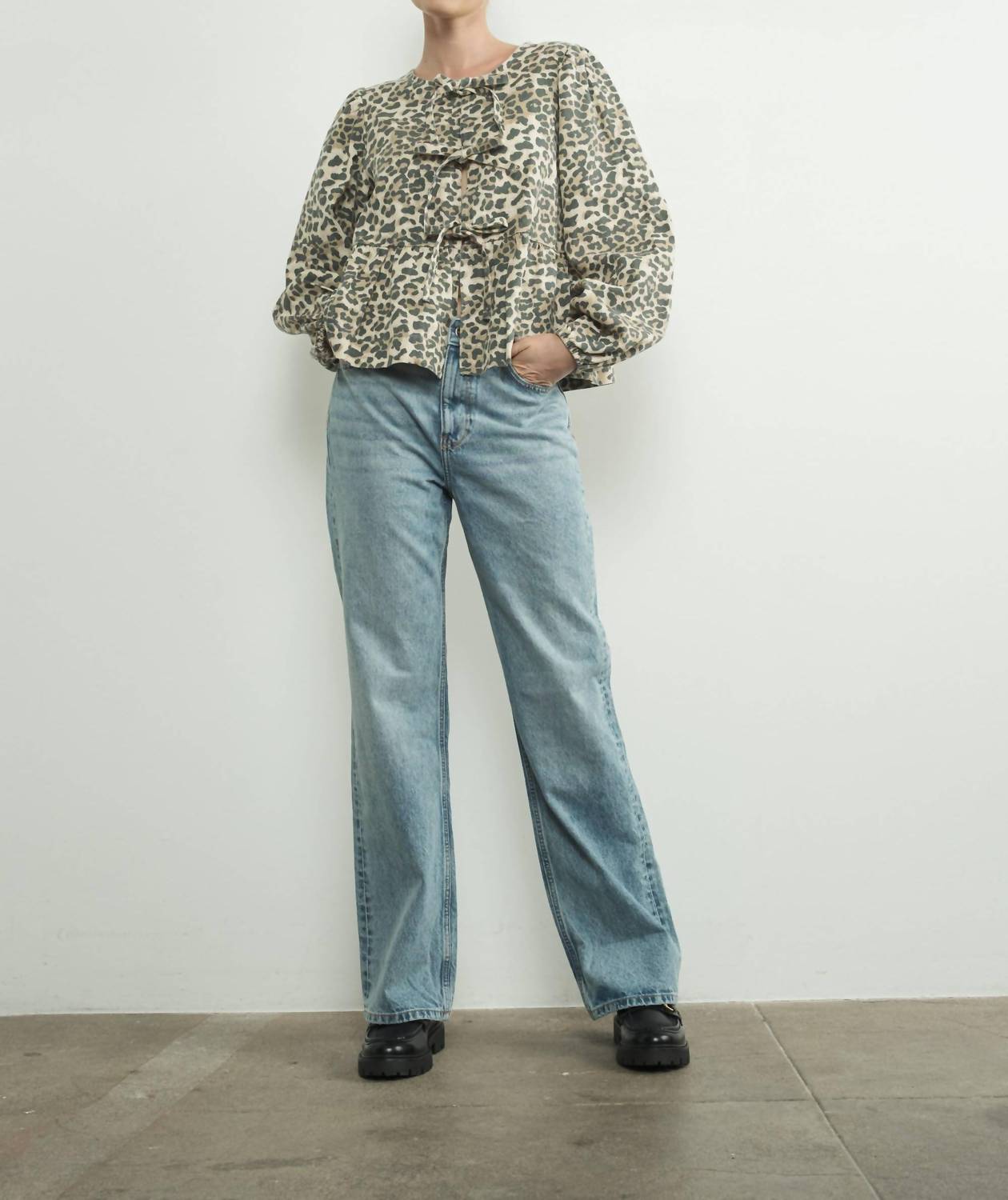 Aaron & Amber - Leopard Tie Front Blouse