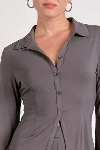 Elan - Long Sleeve Button Down Top
