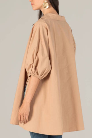 P.Cill - Poplin Puff Sleeve Button Down Tunic