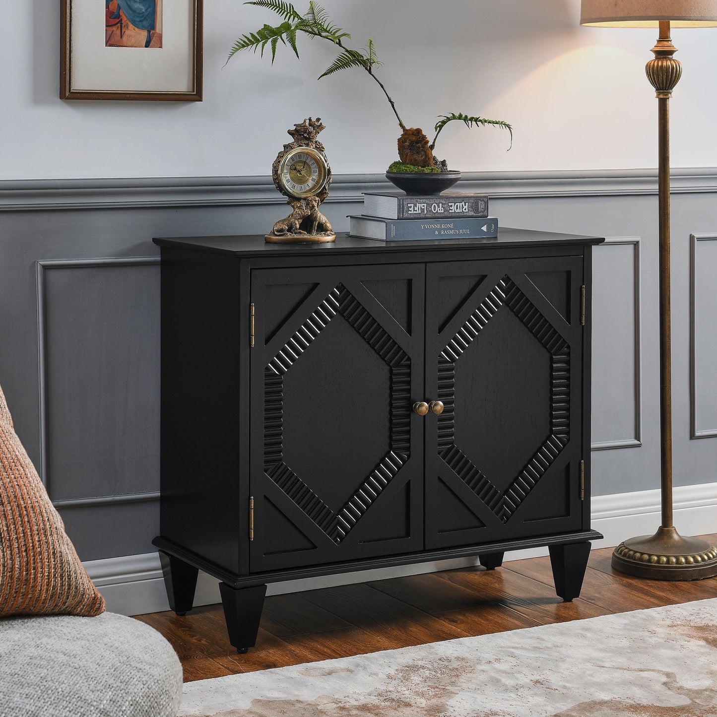 33.6' Retro Wooden Sideboard Buffet Cabinet with Storage