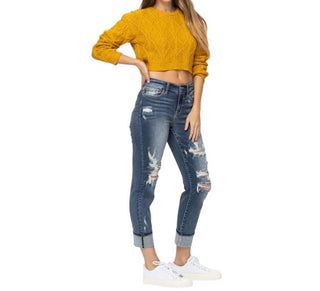 Judy Blue - Mid Rise Distressed Jeans