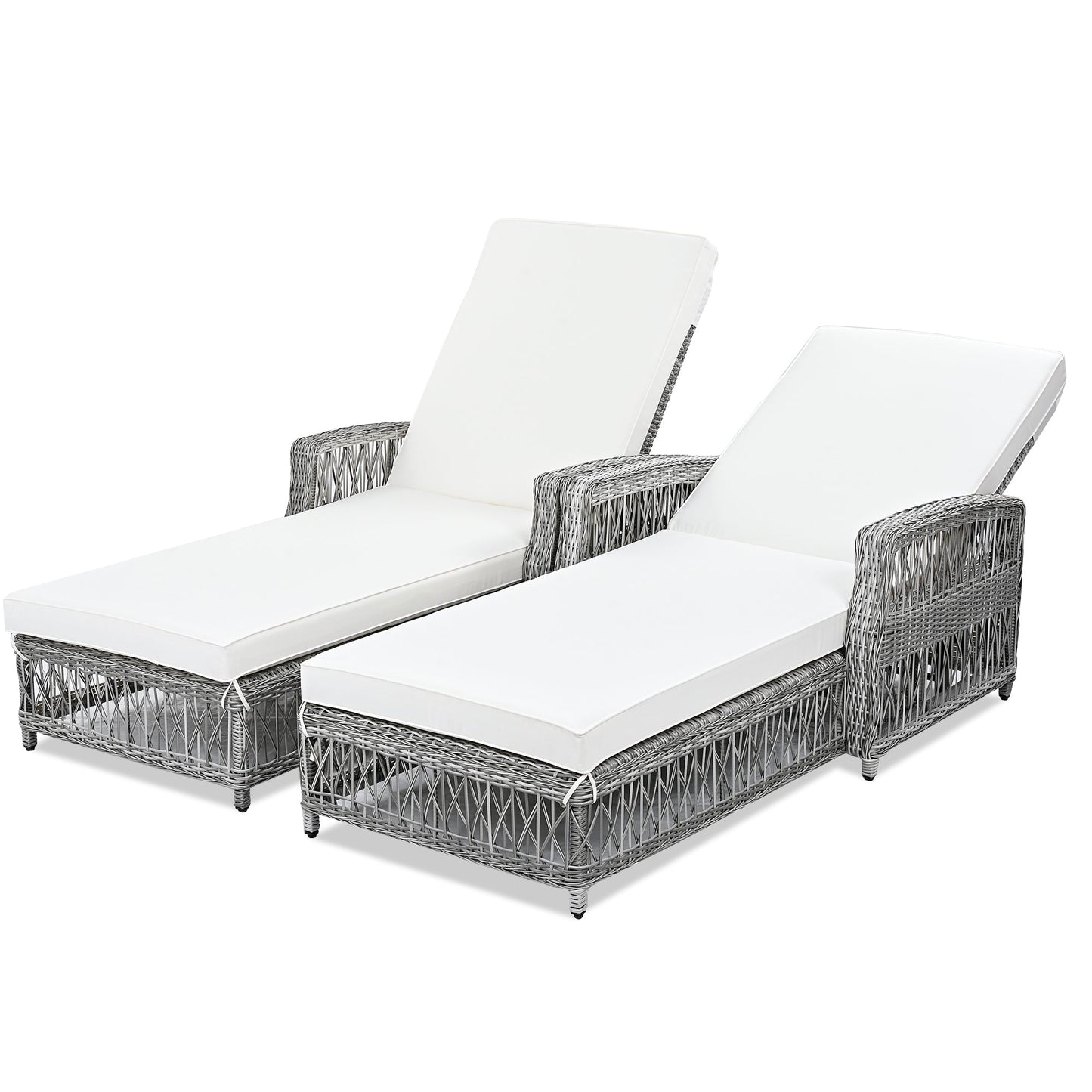 GO 2 Piece Long Reclining Chaise Outdoor Wicker Lounge Set
