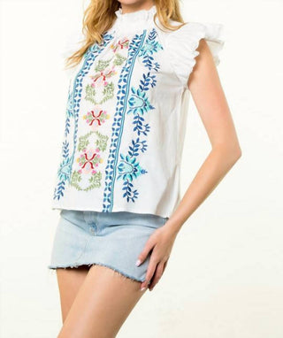 Thml - Flutter Sleeve Embroidered Top