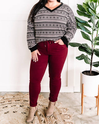 Judy Blue - High Waist Scarlet Denim Cuffed Jogger Jeans