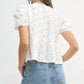 Mable - Eyelet Puff Sleeve Front Tie Peplum Top
