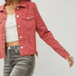 Risen - Full Size Raw Hem Button Up Cropped Denim Jacket Plus Size