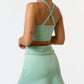 Blue Blush - Stretch Scuba Crossed Back Tank Top