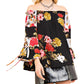 Entro - Textured Floral Off The Shoulder Top