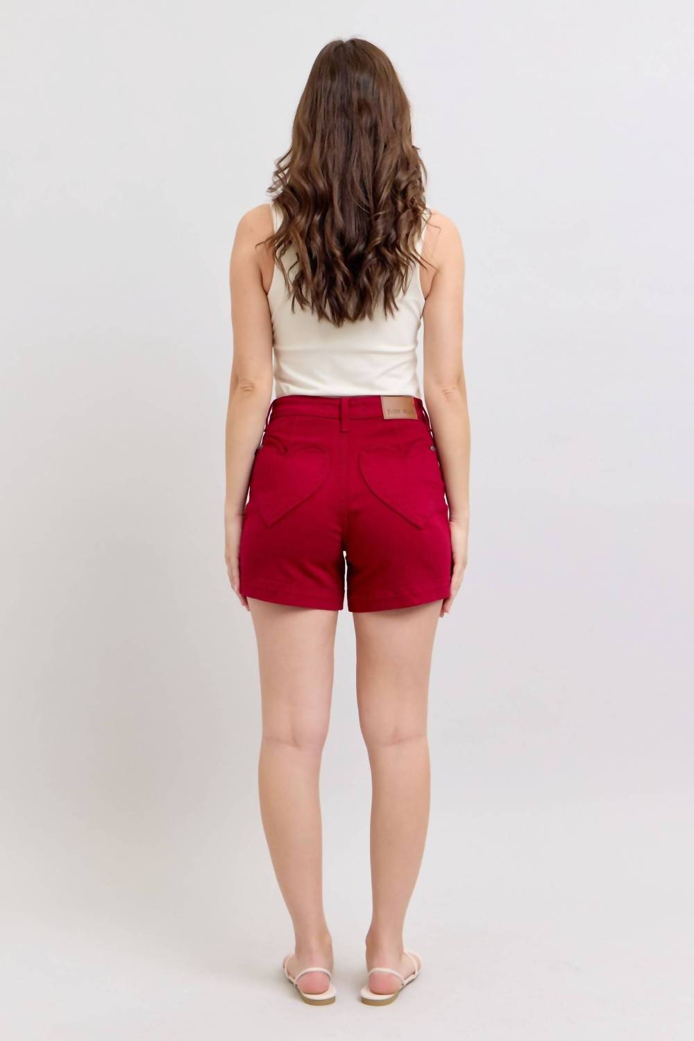 Judy Blue - High Waist Tummy Control Garment Heart Shaped Pocket Trouser Denim Short