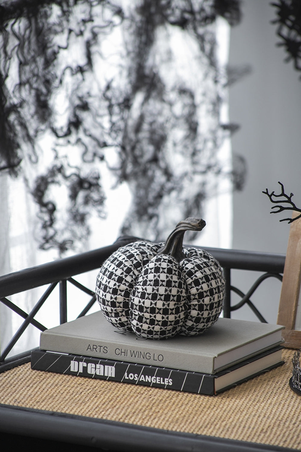 Set of Two Farmhouse Plaid Fabric Pumpkins by Bruce