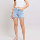 Judy Blue - Judy Blue Mid Rise Garment Dyed Cyan Denim Short 150348