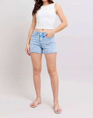 Judy Blue - Judy Blue Mid Rise Garment Dyed Cyan Denim Short 150348
