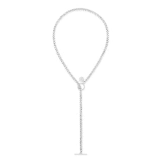 Eklexic - Women's Micro Link Curb Chain Convertible Lariat Necklace