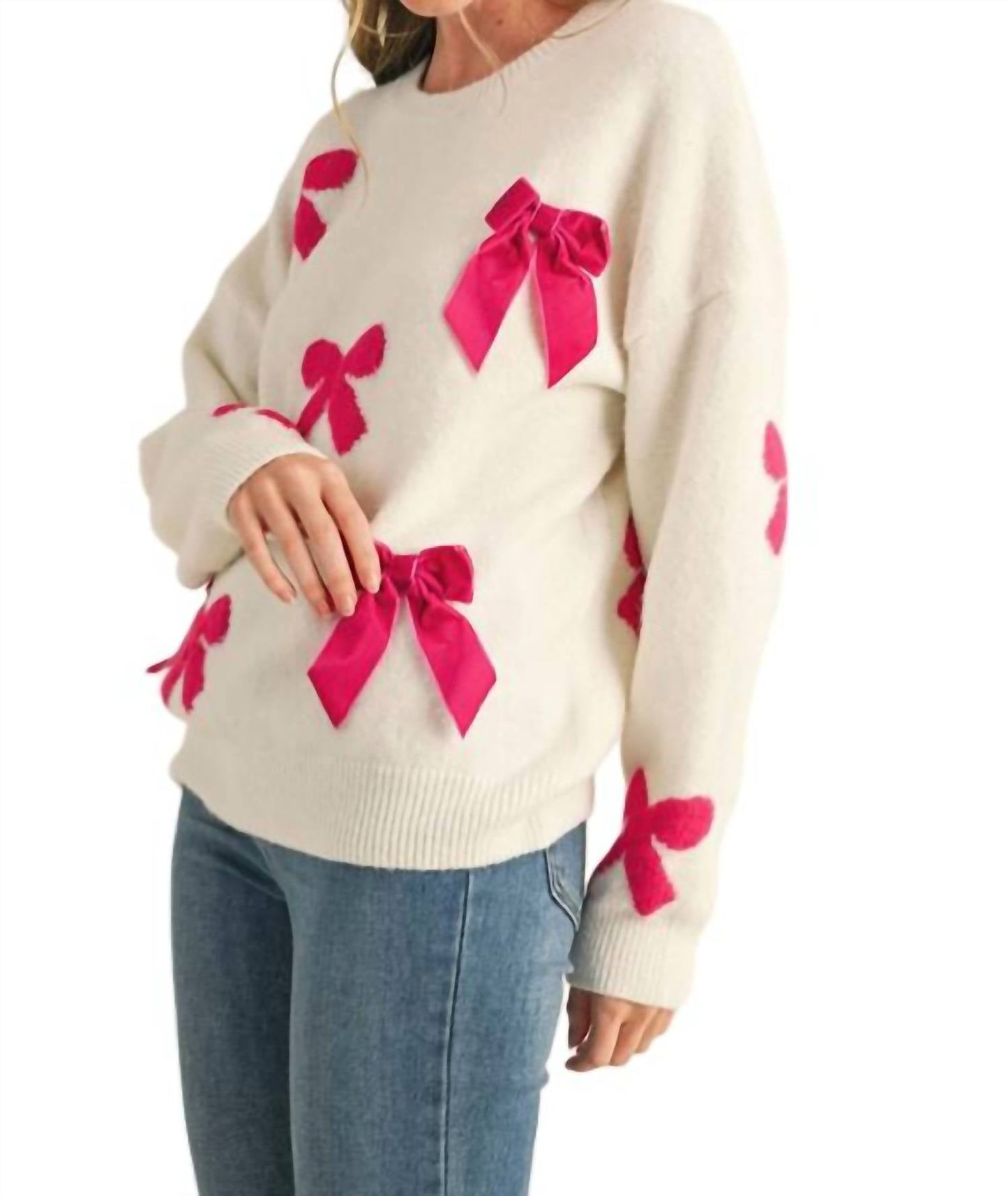 &Merci - Velvet Bow Knit Sweater