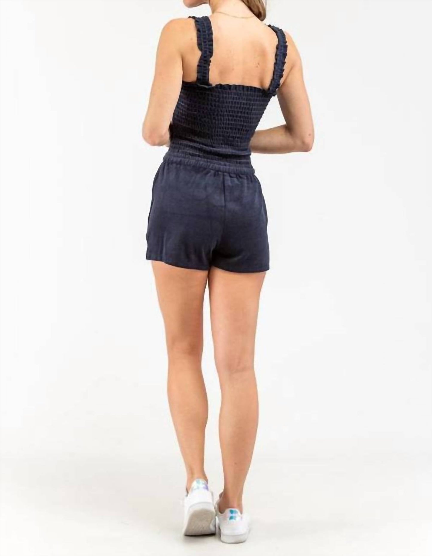 Juicy Couture - Women's Micro Terry Regal Blue Smocked Romper