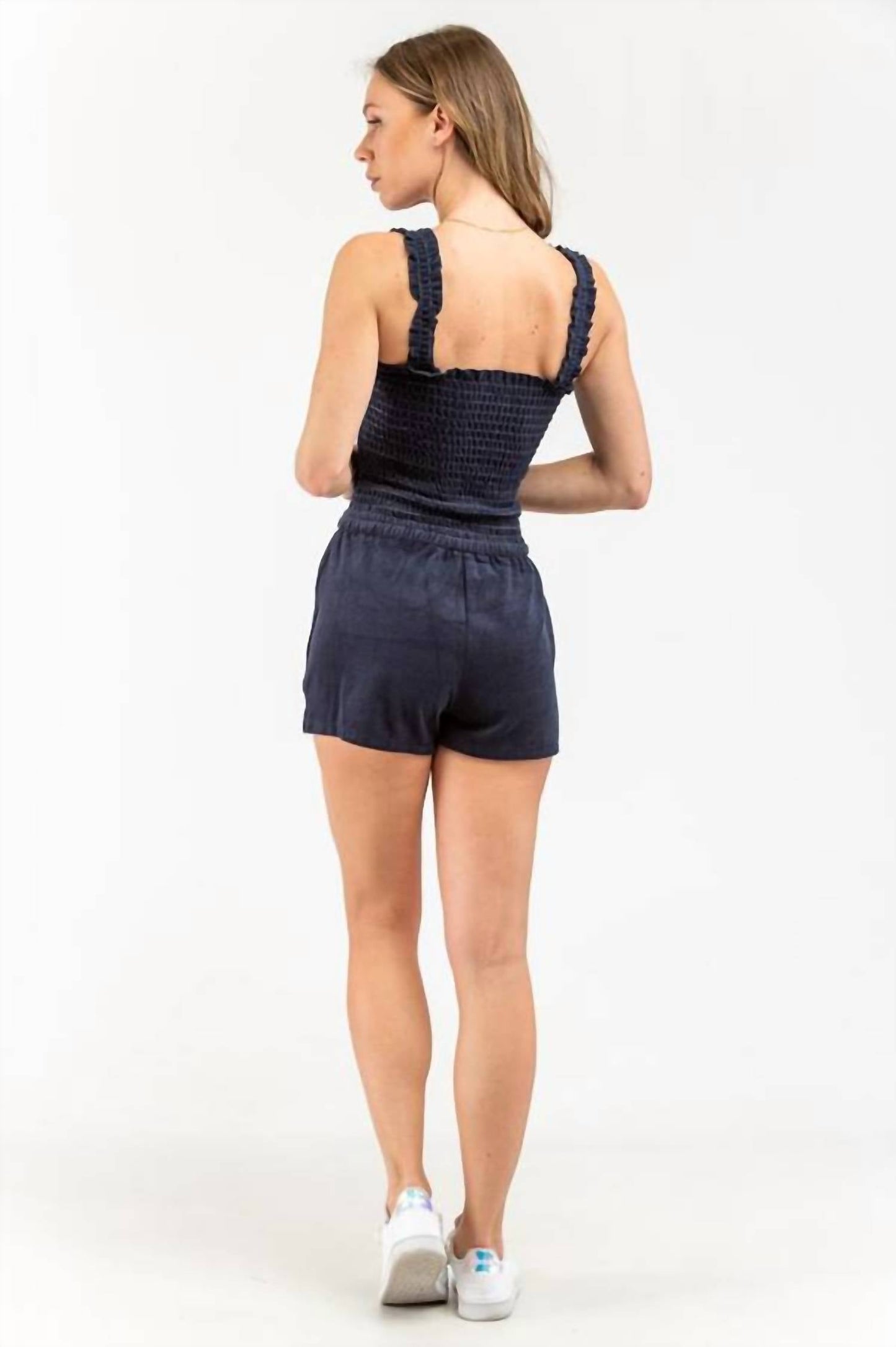 Juicy Couture - Women's Micro Terry Regal Blue Smocked Romper