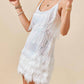 Day + Moon - Sequins Fringe With Feather Trims Mini Dress